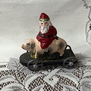 Santa Riding Pig Figurine - titled Reindeer on Strike
Primitive style 2006